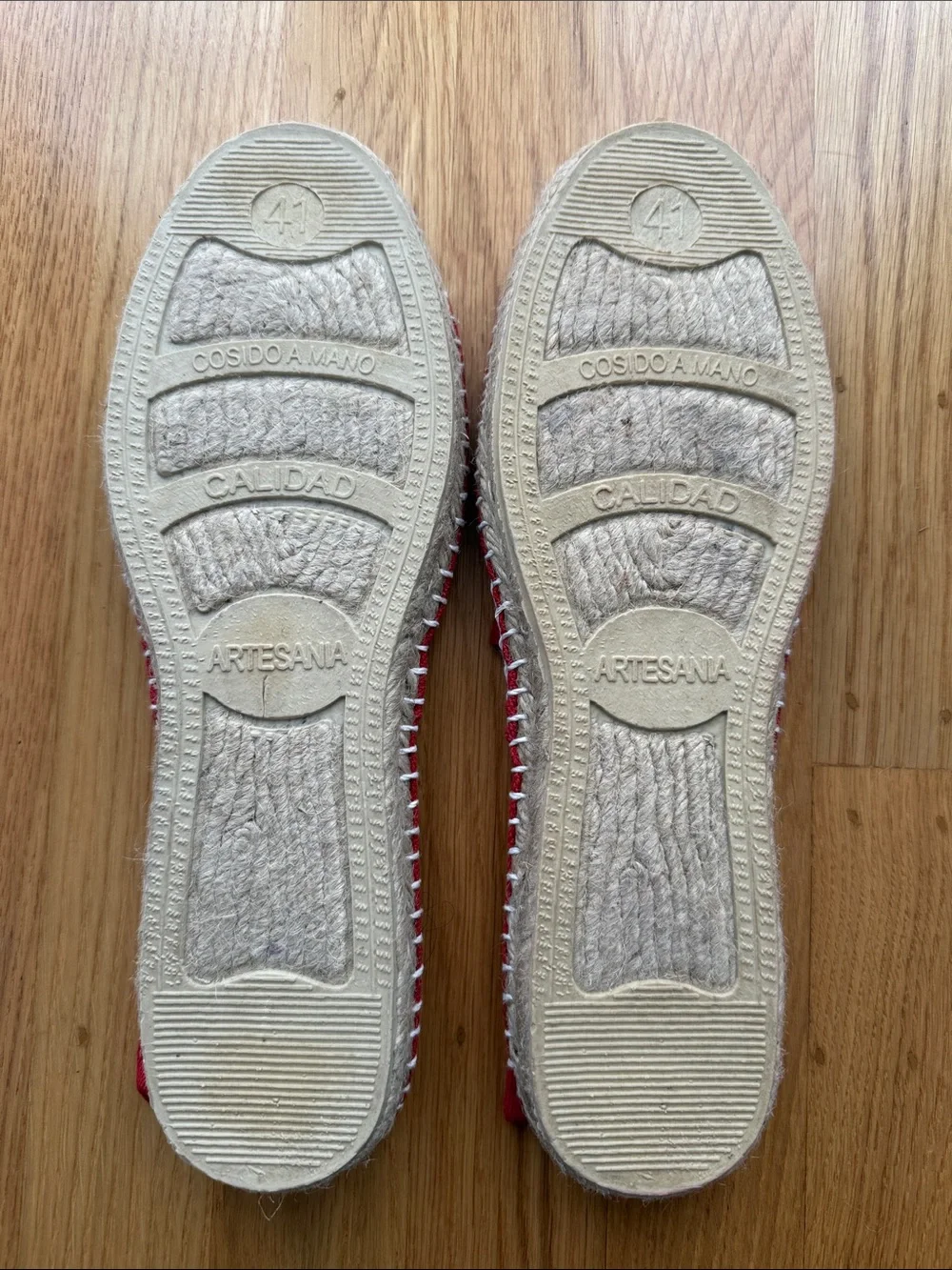 Women’s Red Canvas Espadrilles Handmade Authentic Sz 41